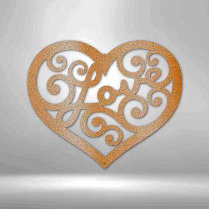Love Swirl - Custom Metal Heart Sign - 11th Anniversary Gift