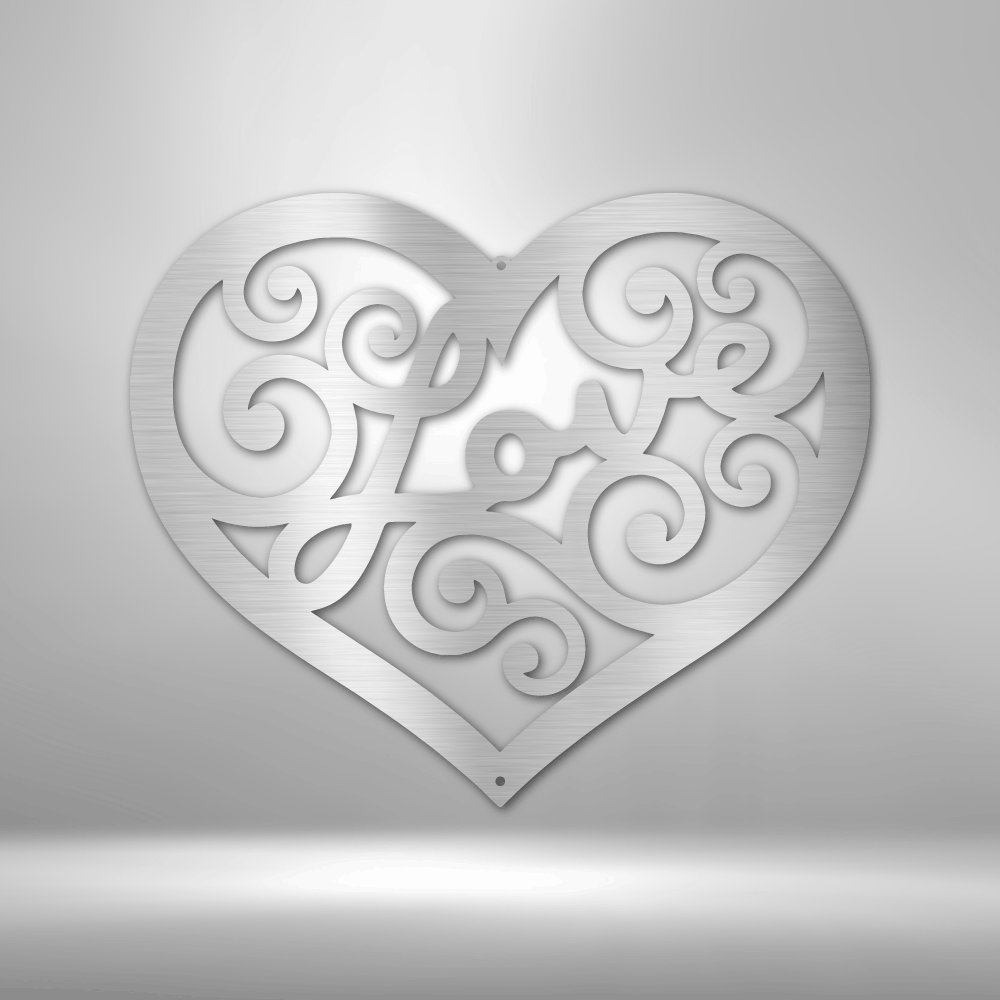 Love Swirl - Custom Metal Heart Sign - 11th Anniversary Gift