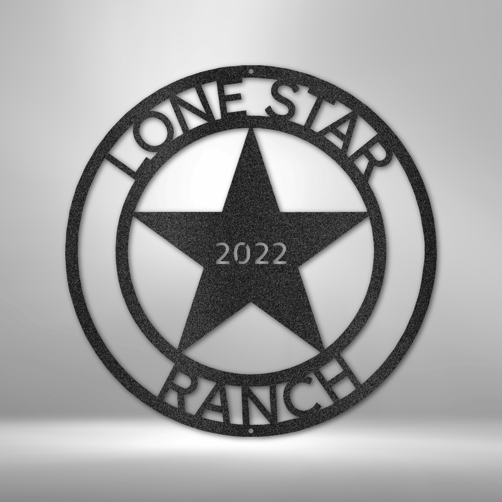 Star Sign with Center Text  - Custom Laser Cut Large Metal Wall Art - Star Wall Decor, Texas Star, Ranch Sign, Patriotic Sign, 4th of July Wreath
