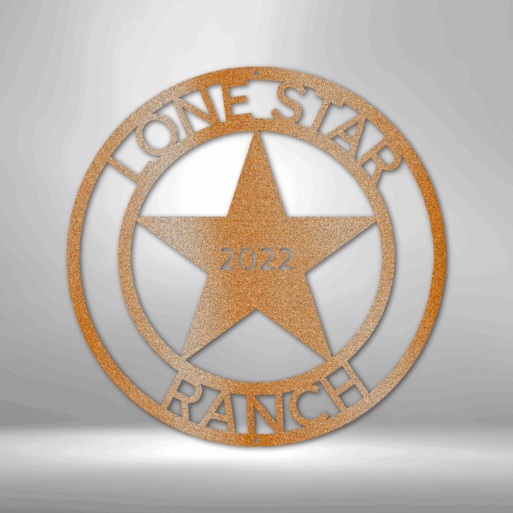 Star Sign with Center Text  - Custom Laser Cut Large Metal Wall Art - Star Wall Decor, Texas Star, Ranch Sign, Patriotic Sign, 4th of July Wreath