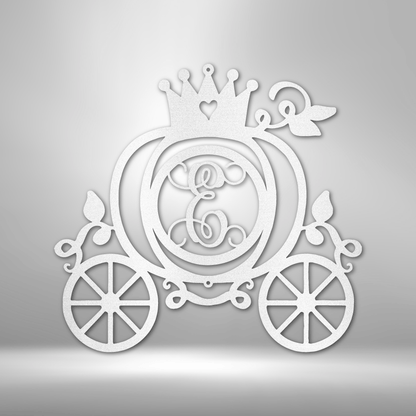 Carriage Initial Princess Sign-  Metal Sign, Baby Name Sign, Initial Wall Decor, Nursery Decor, Princess Theme