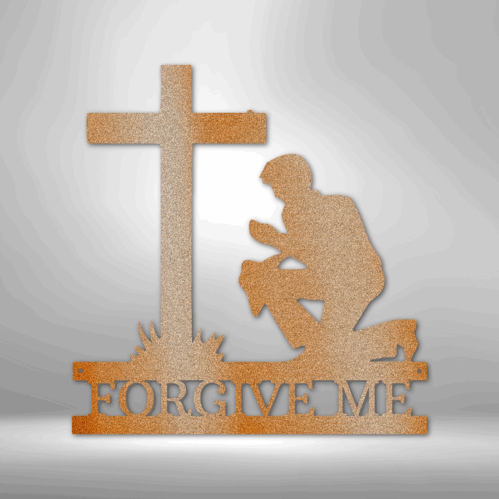 Kneeling Man - Custom Metal Sign - In Loving Memory, Until We Meet Again, Cowboy Memorial Gift