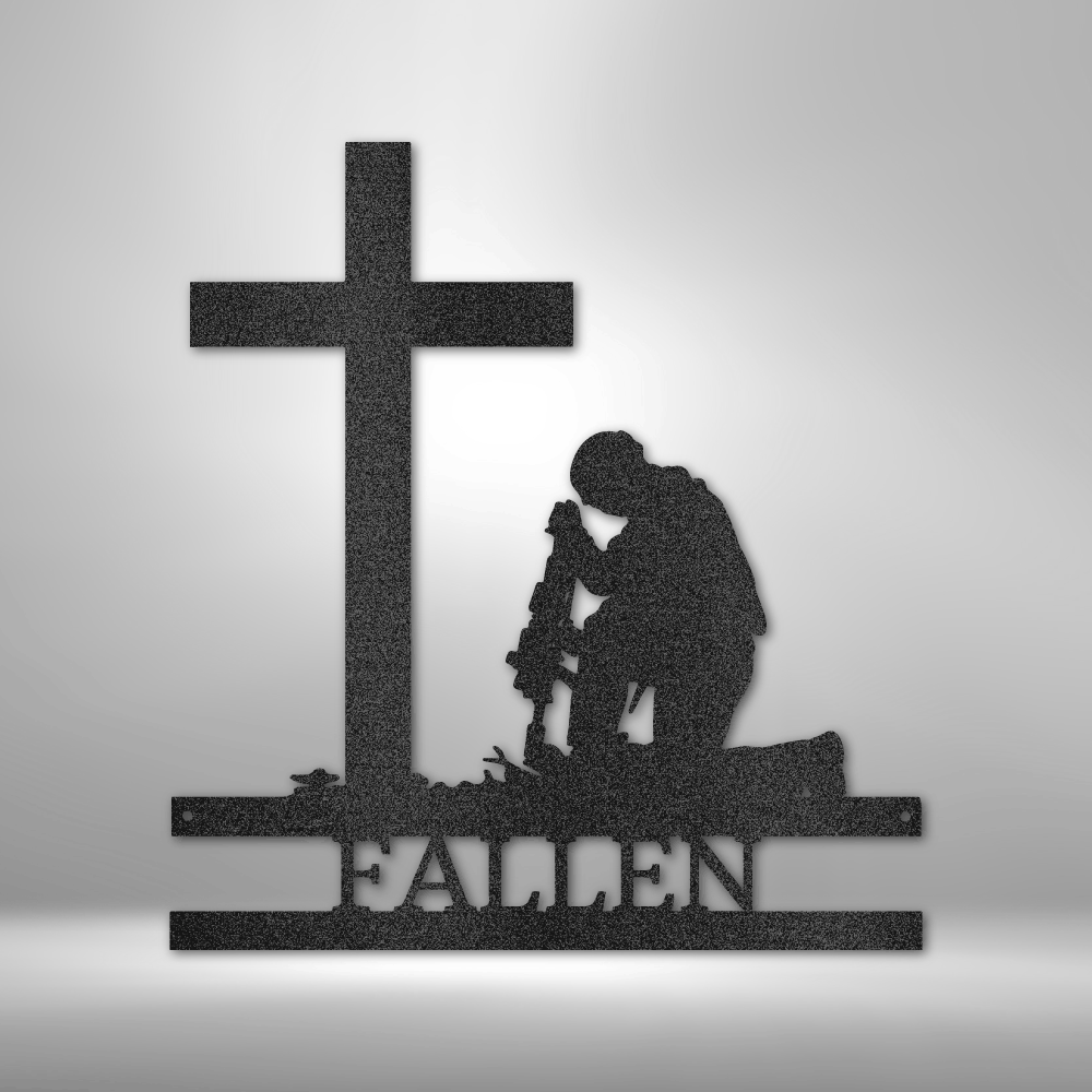 Kneeling Soldier - Custom Metal Sign - In Loving Memory, Until We Meet Again, Soldier Memorial Gift, Soldier Remembrance