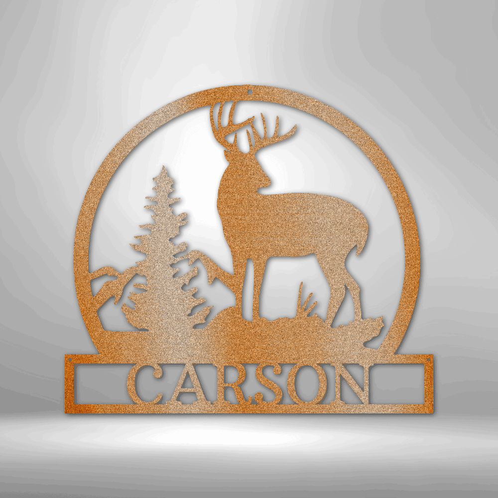 Outdoor Buck Monogram - Laser Cut Metal Sign, Lake House Sign, Cabin Sign, Hunting Decor