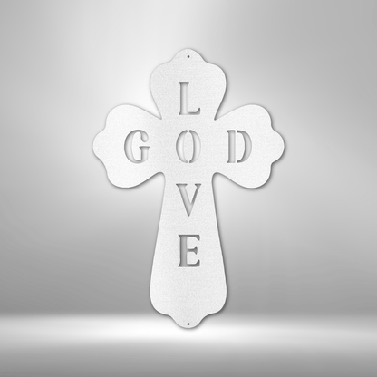 Gods Love Cross - Custom Metal Sign - Christian Metal Wall Art, Christian Artwork