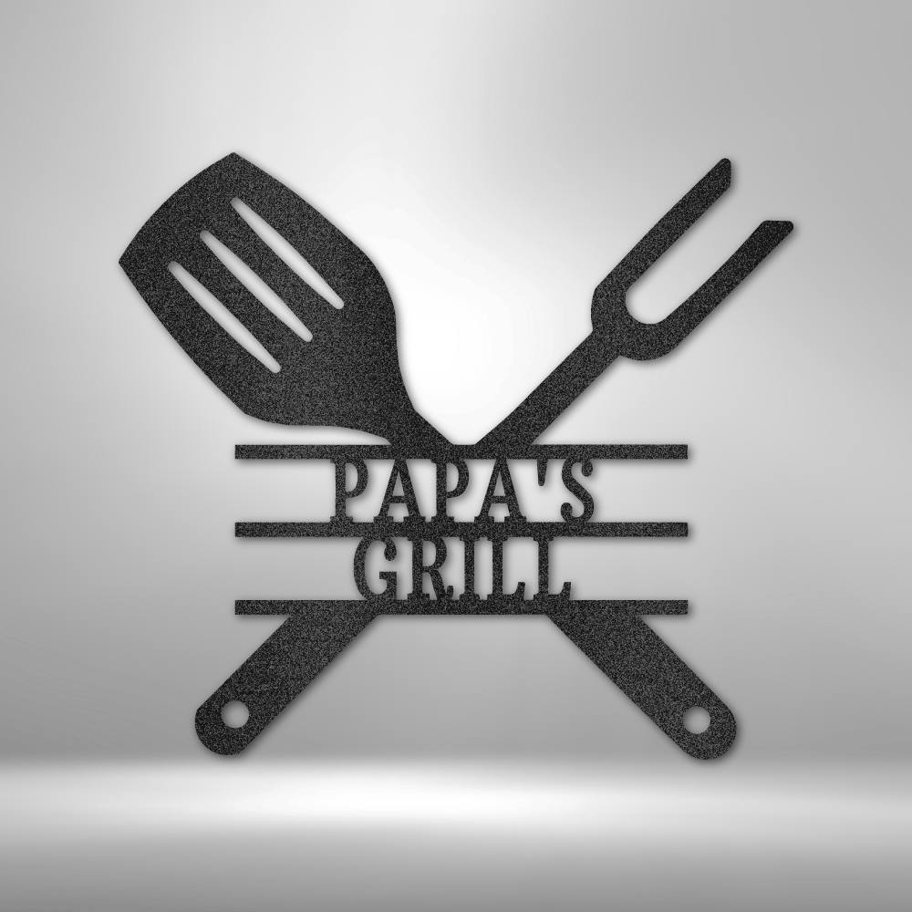 Personalized Grilling Utensils Metal Sign, BBQ Sign, Gill Sign, Metal BBQ Sign, Kitchen Decor, Housewarming Gift, Metal Sign for Patio, Backyard