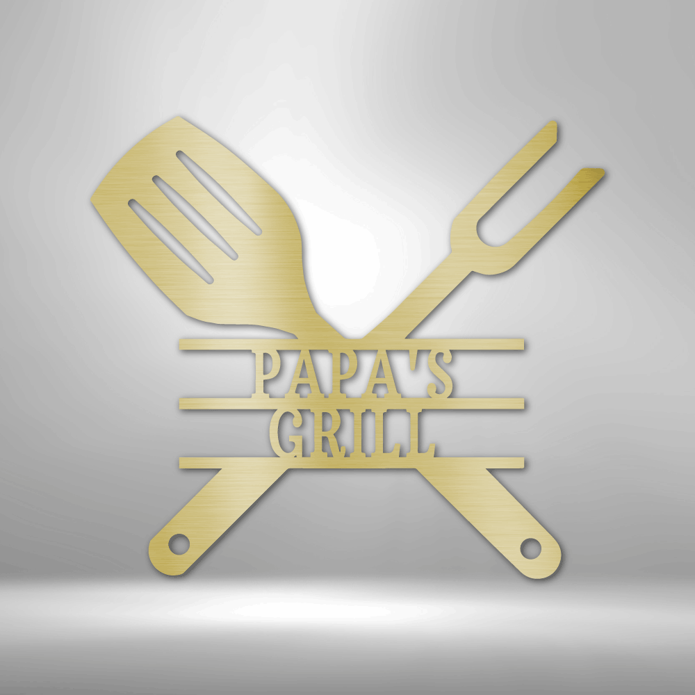 Personalized Grilling Utensils Metal Sign, BBQ Sign, Gill Sign, Metal BBQ Sign, Kitchen Decor, Housewarming Gift, Metal Sign for Patio, Backyard