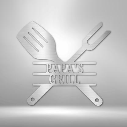 Personalized Grilling Utensils Metal Sign, BBQ Sign, Gill Sign, Metal BBQ Sign, Kitchen Decor, Housewarming Gift, Metal Sign for Patio, Backyard