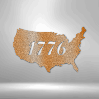 America, 1776 - Custom Metal Sign- USA, Patriotic Sign, 4th of July Wreath