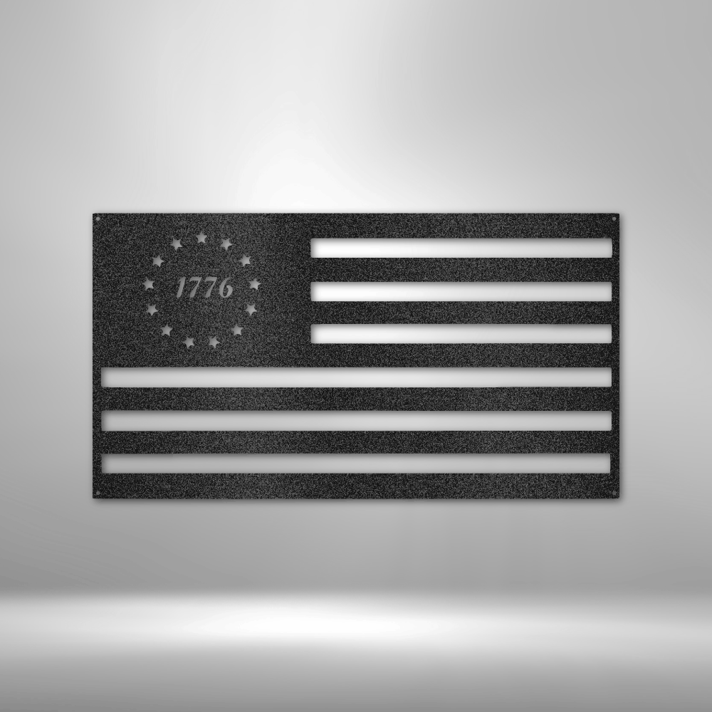 1776 Flag - Custom Metal Sign- USA, Patriotic Sign, 4th of July Wreath