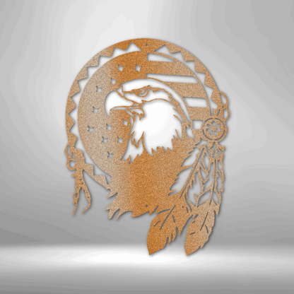 Native American Eagle - Giant Dream Catcher - Custom Metal Wall Art,  Above Bed Decor, Above Bed Art,