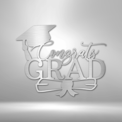 Congrats Grad Cap  - Custom Laser Cut Metal Sign - Graduation Gift, Graduation Decorations