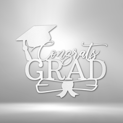 Congrats Grad Cap  - Custom Laser Cut Metal Sign - Graduation Gift, Graduation Decorations