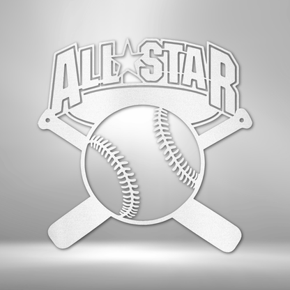 All-Star - Custom Metal Baseball Sign -  Playroom Sign, Gift for Baseball Player