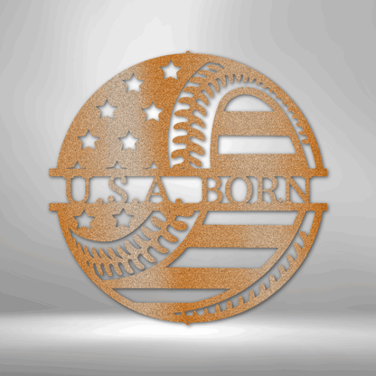 America's Pastime - Custom Metal Baseball Sign -  Playroom Sign, Gift for Baseball Player, Patriotic Sign, 4th of July Wreath