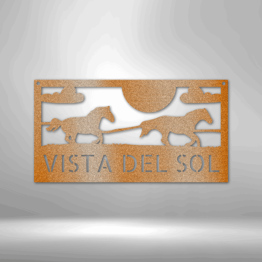 Racing Horses Meta Sign - Barn Sign, Horse Sign, Horse Stall Sign, For Ranch, Stable Décor - Laser Cut Metal Sign