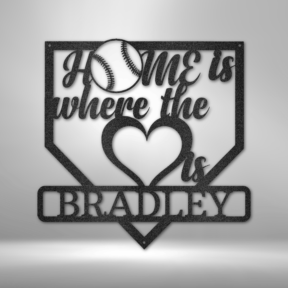 Home is Where the Heart is - Baseball Sign - Laser Cut Metal Sign, Playroom Sign, Gift for Baseball Player