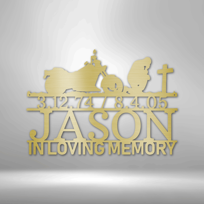 Motorcycle Sign - Laser Cut Metal Sign - Fallen Biker - Rider Remembrance - In Memory Of - Biker Memorial Gift
