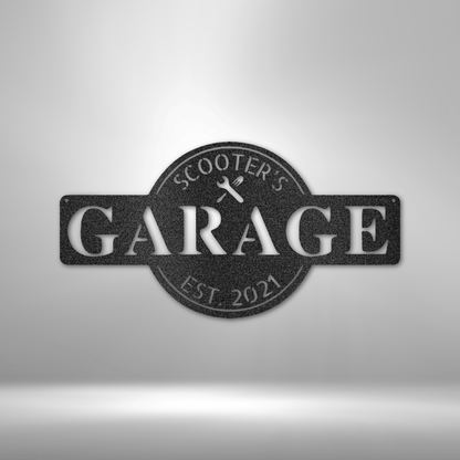 Garage Monogram - Personalized Workshop Sign, Custom Garage Sign, Workshop, Man Cave Decor, Large Metal Sign
