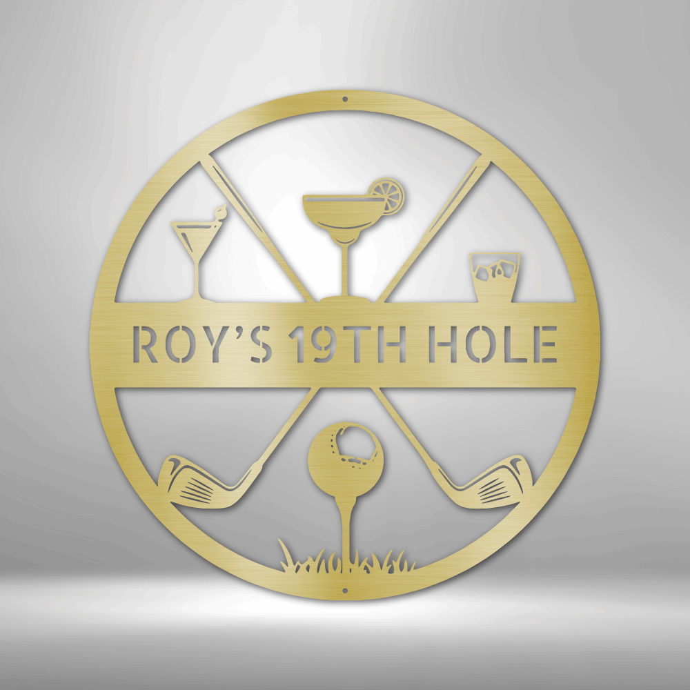 19th Hole Sign - Personalized Golf Sign Personalized Golf Decor, Golf Wall Art, Bar Sign, Metal Golf Sign, Golf Gifts for Men, Man Cave Sign