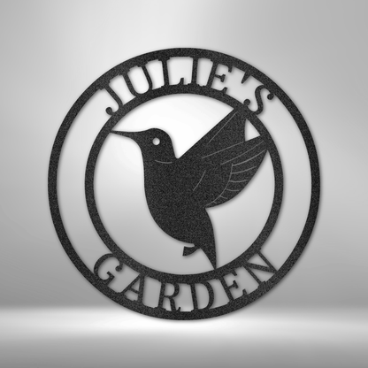 Personalized Hummingbird Metal Sign, Monogram Hummingbird, Custom Garden Sign, Bird Sign, Welcome Sign, Personalized Home Decor, Backyard Sign