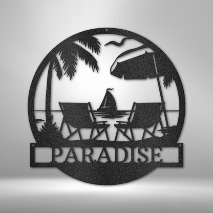 Paradise Monogram - Custom Metal Sign - Wall Art - Liliana and Liam
