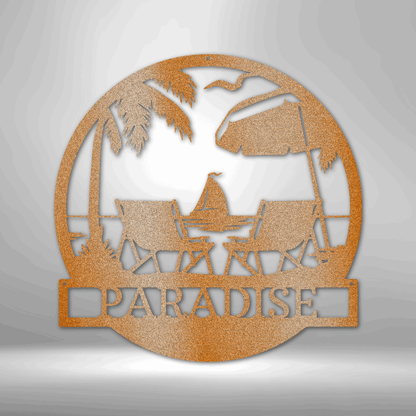 Paradise Monogram - Custom Metal Sign - Wall Art - Liliana and Liam