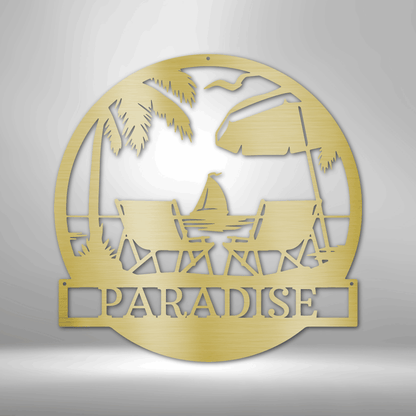 Paradise Monogram - Custom Metal Sign - Wall Art - Liliana and Liam