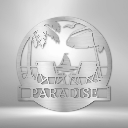 Paradise Monogram - Custom Metal Sign - Wall Art - Liliana and Liam