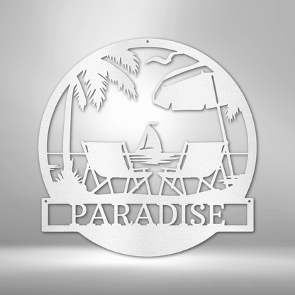 Paradise Monogram - Custom Metal Sign - Wall Art - Liliana and Liam