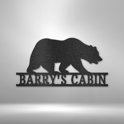 Personalized Metal Bear Sign, Cabin Sign, Bear Wall Decor, Metal Wall Art, For Cabin, For Lodge, For Lake House, Housewarming Gift, Custom Made Sign