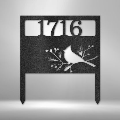 Bird Yard Address Stake - Custom Metal Sign - Yard Art - Liliana and Liam