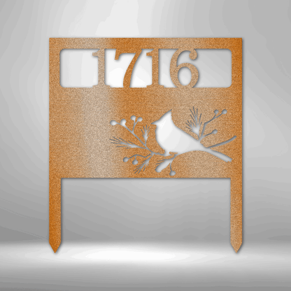 Bird Yard Address Stake - Custom Metal Sign - Yard Art - Liliana and Liam