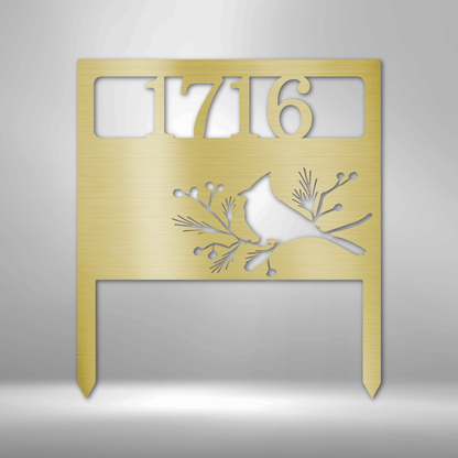 Bird Yard Address Stake - Custom Metal Sign - Yard Art - Liliana and Liam