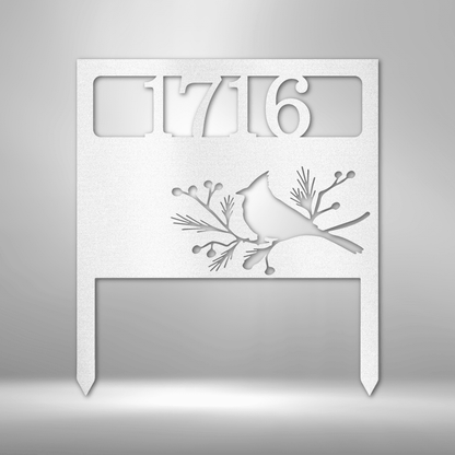 Bird Yard Address Stake - Custom Metal Sign - Yard Art - Liliana and Liam