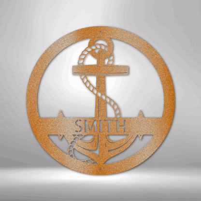 Anchor Sign - Personalized Metal Sign - Custom Text Banner Monogram