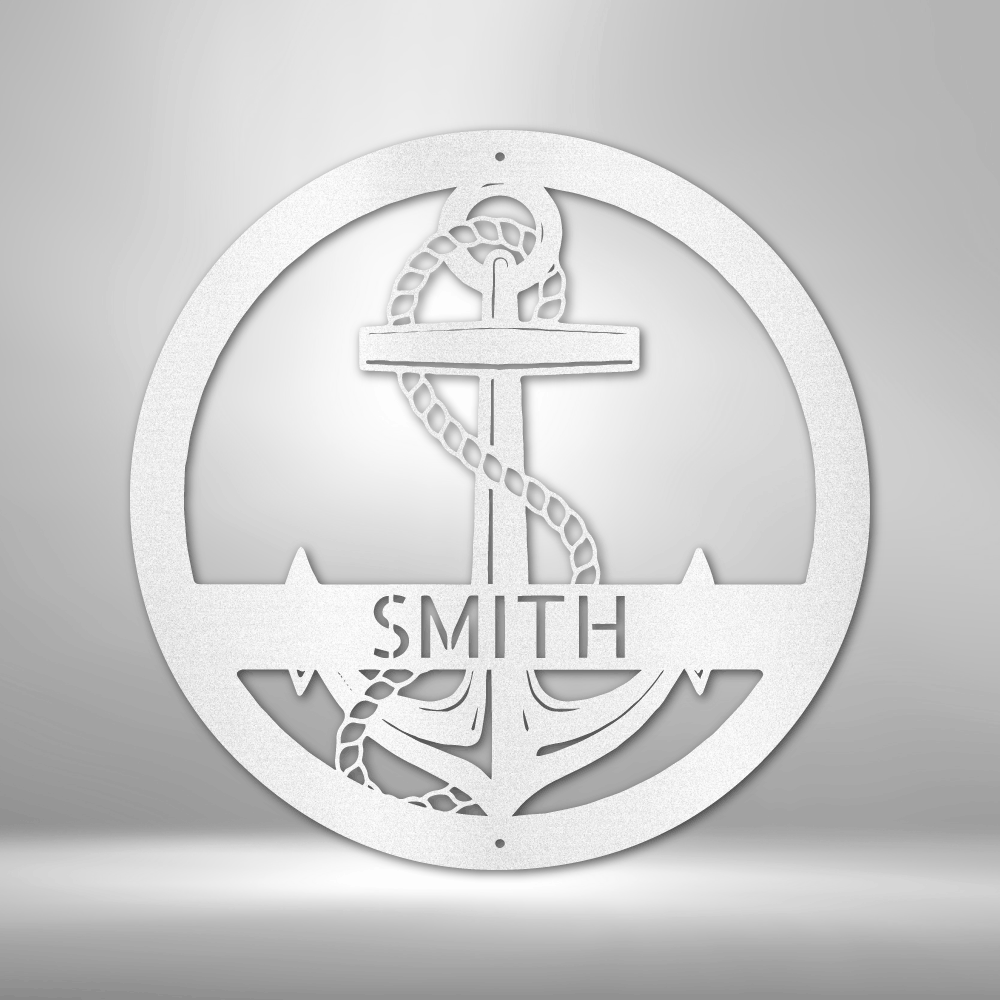 Anchor Sign - Personalized Metal Sign - Custom Text Banner Monogram