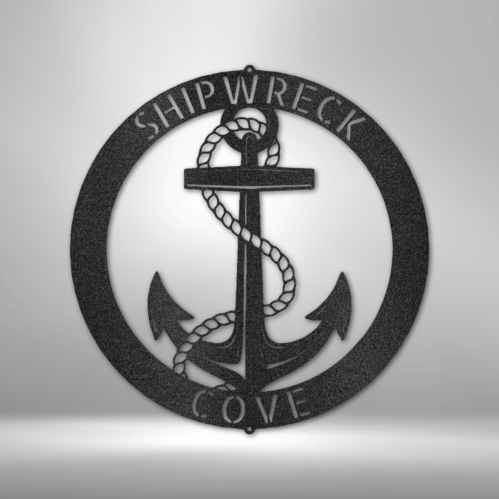 Anchor Sign - Personalized Metal Sign - Solid Custom Text Ring Monogram