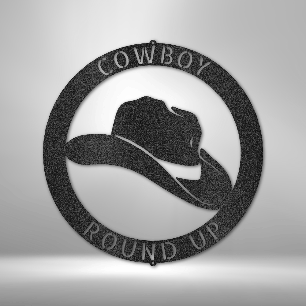 Tipped Cowboy Hat - Custom Metal Sign - Personalized Western Cowboy Decor