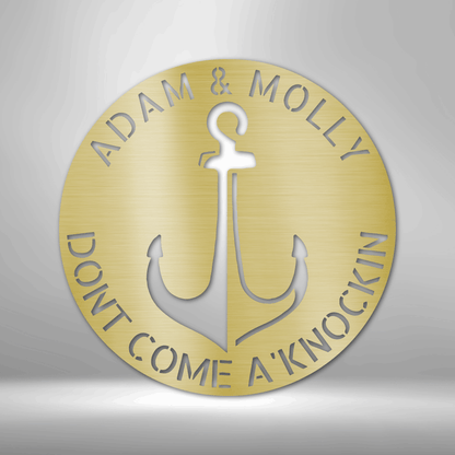 Anchor Sign - Personalized Metal Sign - Circle Monogram