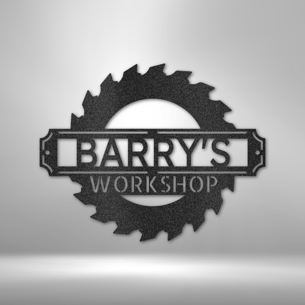 Tool Sign with Sawblade - Personalized Workshop Sign, Custom Garage Si ...