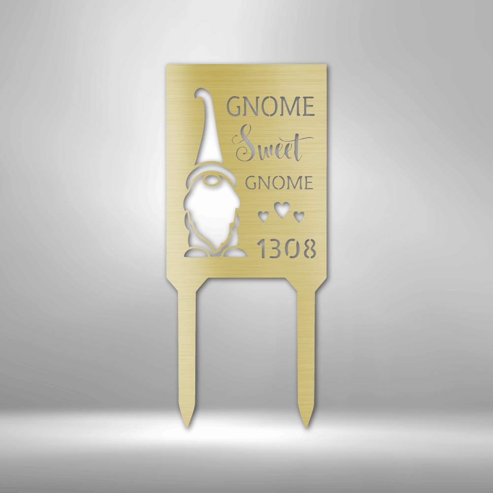 Gnome Sweet Gnome - Metal Gnome Address Sign, Yard Sign, House Number Sign, Address numbers, Gnome Address Yard Stake