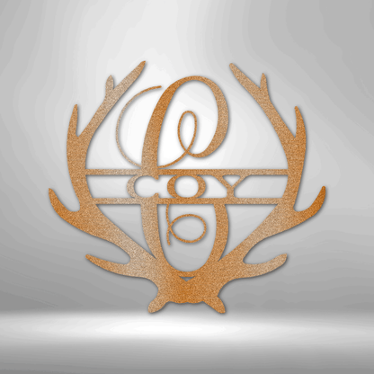 Family Name Sign with Antlers - Personalized Metal Sign - Wildlife Outdoor Decor, Lake House Sign, Cabin Sign