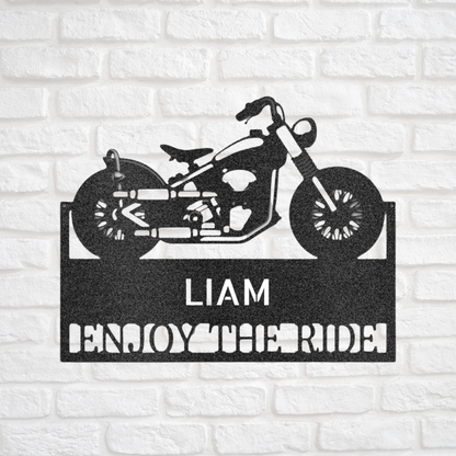 Motorcycle Sign - Enjoy the Ride - Bike Plaque Monogram - Born to be Wild - Gift for Biker, Gift for Rider, Bike Shop Sign