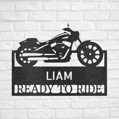 Motorcycle Sign - Personalized Metal Sign - Bike Plaque Monogram - Ready to Ride - Gift for Biker, Gift for Rider