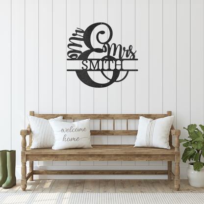 Personalized Mr. and Mrs. Monogram, Family Name Sign, Metal Wall Decor, Housewarming Gift, Metal Monogram Sign, Wedding Gift, Anniversary Gift