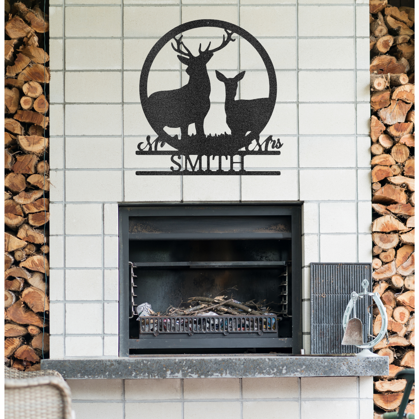 Mr. and Mrs. Deer Metal Sign - Hunting and Fishing Decor, Lake House Sign, Cabin Sign