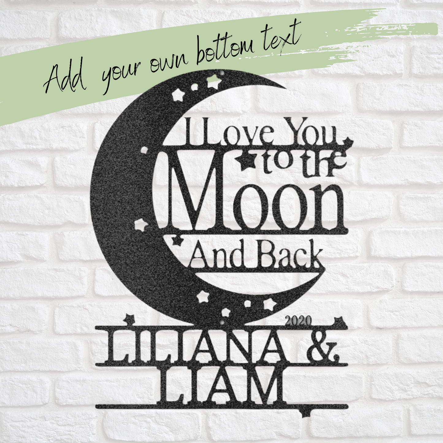 Personalized "I Love You to the Moon and Back" Metal Sign, Nursery Decor, Nursery Sign, Kids Bedroom Sign, Above Crib Sign, Baby Room Decor