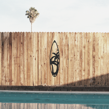 Surfboard with Palm Trees - Custom Metal Sign