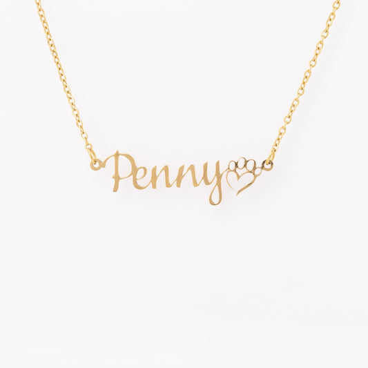 Paw Print + Name - Custom Name Necklace - Liliana and Liam